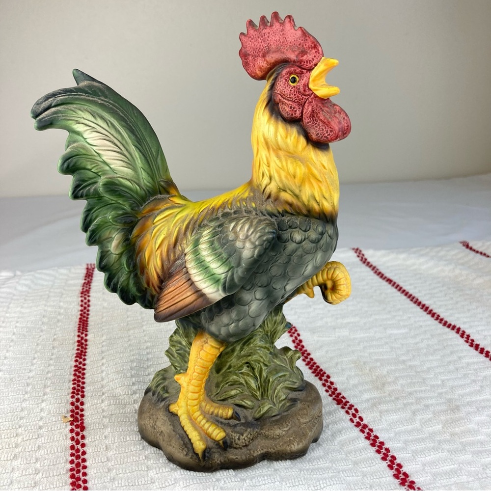 Vintage Porcelain Rooster Figurine Japan 10" Tall